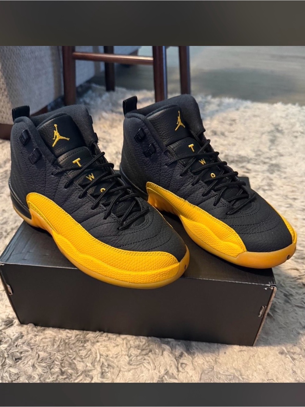 Jordan Kids Black/Yellow High-Top Sneakers